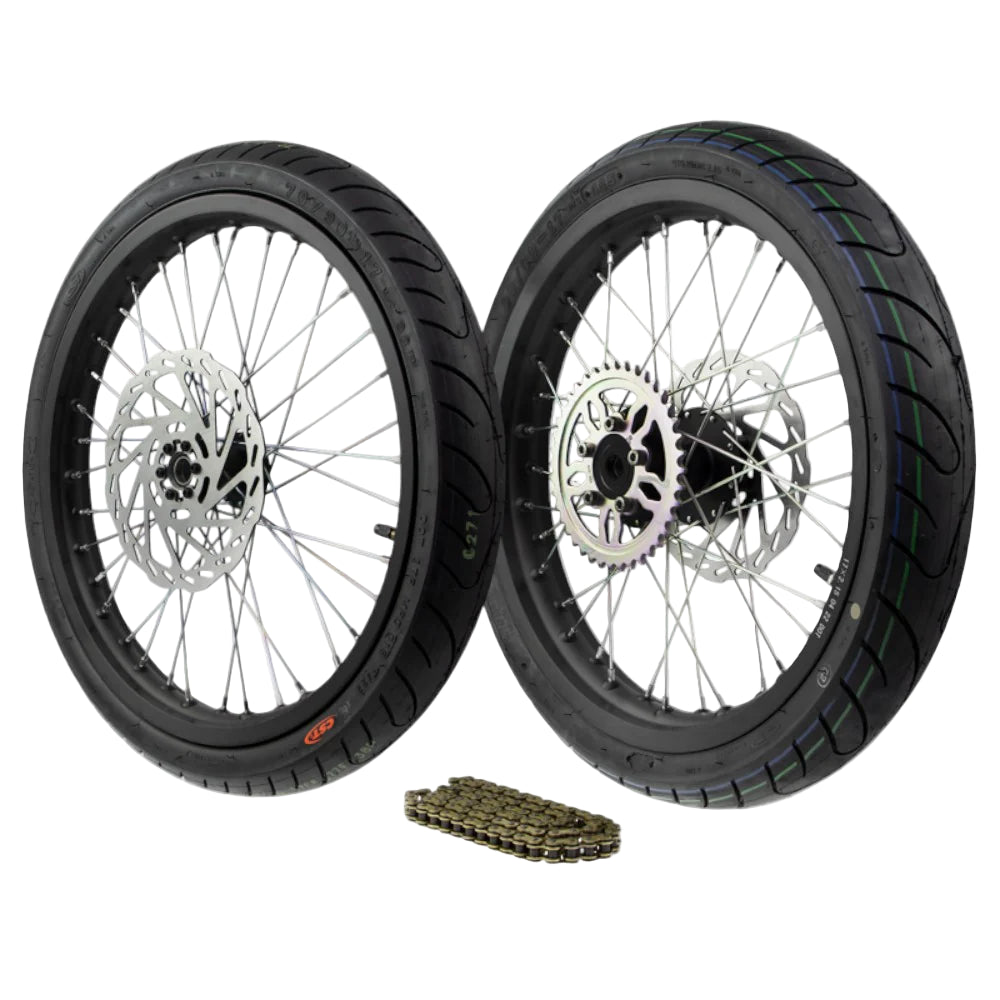 リール shinjiAlltmor-s 100 & Alltmor 1000D Complete 17 Inch Supermoto Wheel Set Talaria Sting – Two Wheels Empire